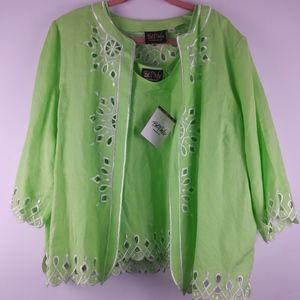 Bob Mackie Wearable Art Linen Jacket/Tank-Sz 2X